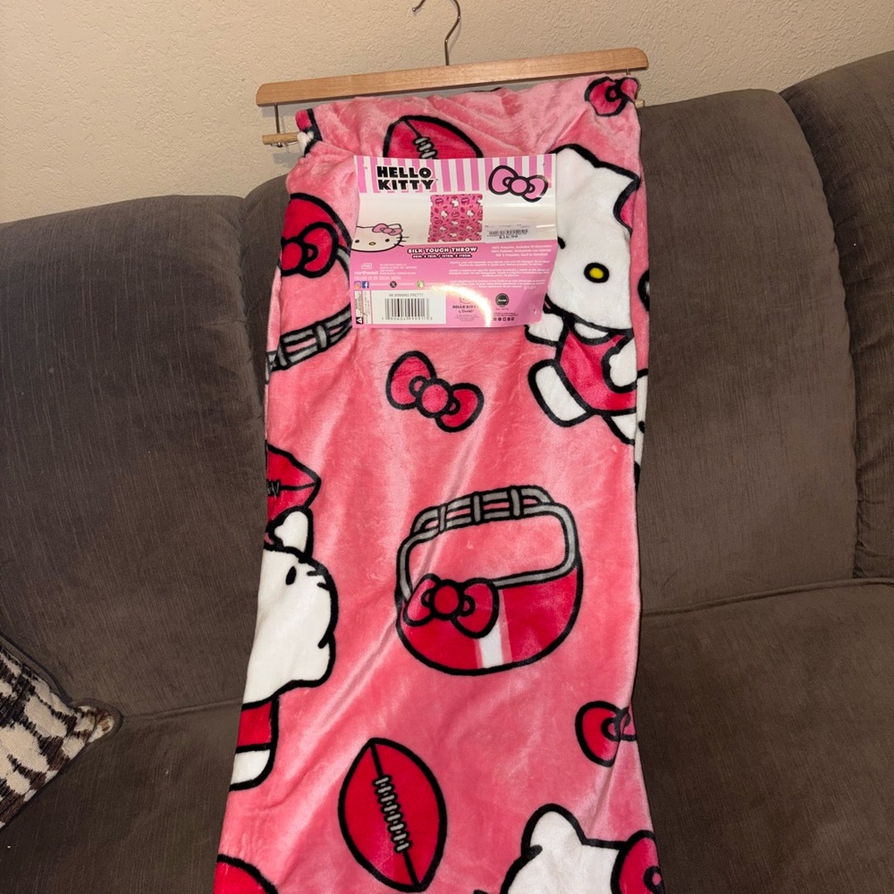 Hello Kitty Pink and White Football Season Theme Blanket